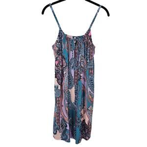 NWT Soma Cool Nights Ornamental Paisley Print Lounge Sleep Slip Mini Chemise M